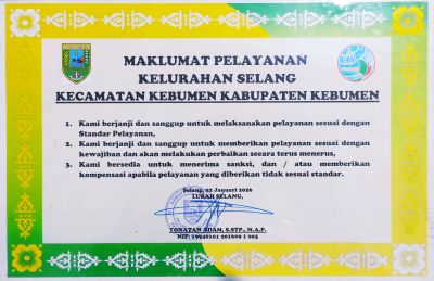 Maklumat Pelayanan di Kantor Kelurahan Selang