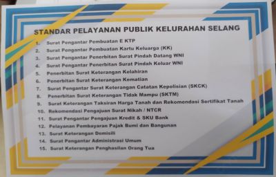 STANDAR PELAYAN PBLUK KELURAHAN SELANG